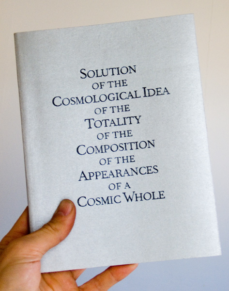 Cover of the Book 'Solution of the Cosmological Idea of the Totality of the Composition of the Appearances of a Cosmic Whole'